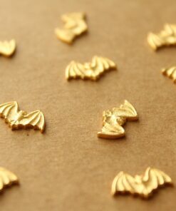 4 pc. Tiny Gold Plated Brass Bat Stampings: 7mm by 12mm - made in USA | GLD-007
