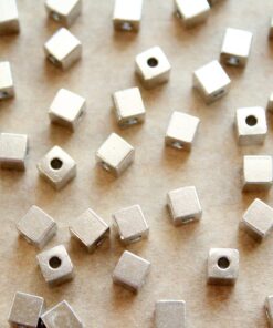 16 pc. Silver Plated Brass Cube Spacer Beads, 5mm by 5mm | FI-485