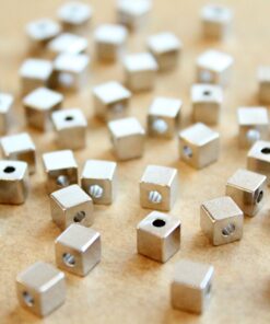 16 pc. Silver Plated Brass Cube Spacer Beads, 5mm by 5mm | FI-485