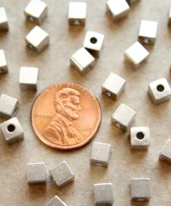 16 pc. Silver Plated Brass Cube Spacer Beads, 5mm by 5mm | FI-485