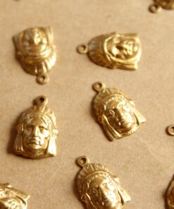 8 pc. Raw Brass Indian Chief Head Stampings: 16mm by 10mm - made in USA | RB-1184