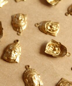 8 pc. Raw Brass Indian Chief Head Stampings: 16mm by 10mm - made in USA | RB-1184
