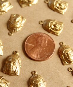 8 pc. Raw Brass Indian Chief Head Stampings: 16mm by 10mm - made in USA | RB-1184