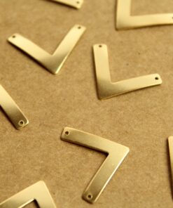 8 pc. Medium Gold Plated Brass Chevron Arrow Stampings with two holes : 22mm by 18mm - made in USA | GLD-058