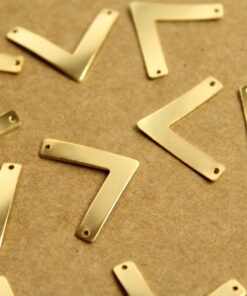 8 pc. Medium Gold Plated Brass Chevron Arrow Stampings with two holes : 22mm by 18mm - made in USA | GLD-058