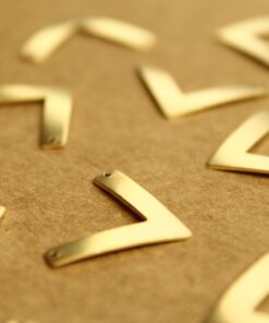 8 pc. Medium Gold Plated Brass Chevron Arrow Stampings with two holes : 22mm by 18mm - made in USA | GLD-058