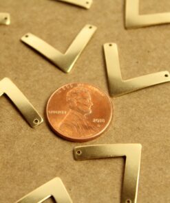 8 pc. Medium Gold Plated Brass Chevron Arrow Stampings with two holes : 22mm by 18mm - made in USA | GLD-058