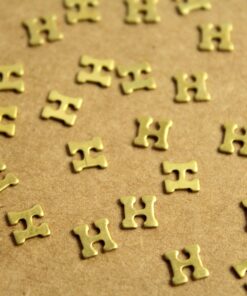 6 pc. Tiny Raw Brass Letter H Stampings - 6mm by 5.5mm - made in USA | RB-1224