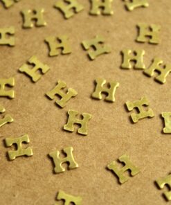 6 pc. Tiny Raw Brass Letter H Stampings - 6mm by 5.5mm - made in USA | RB-1224