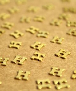 6 pc. Tiny Raw Brass Letter H Stampings - 6mm by 5.5mm - made in USA | RB-1224