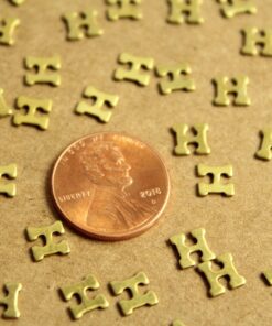 6 pc. Tiny Raw Brass Letter H Stampings - 6mm by 5.5mm - made in USA | RB-1224