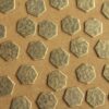 14 pc. Small Antique Brass Plated Crosshatched Hexagons: 9mm by 8mm - made in USA | AB-150