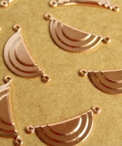 4 pc. Rose Gold Plated Brass Geometric Layered Half Circle Charms: 27mm by 10mm - made in USA | ROS-155
