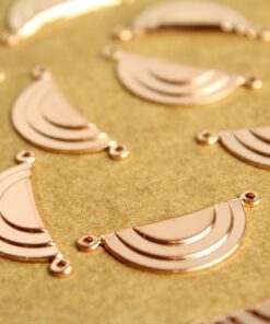 4 pc. Rose Gold Plated Brass Geometric Layered Half Circle Charms: 27mm by 10mm - made in USA | ROS-155