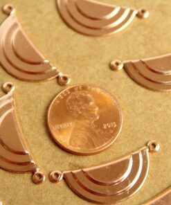 4 pc. Rose Gold Plated Brass Geometric Layered Half Circle Charms: 27mm by 10mm - made in USA | ROS-155