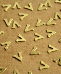 6 pc. Tiny Raw Brass Letter V Stampings - 5.5mm by 5.5mm - made in USA | RB-1220
