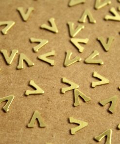 6 pc. Tiny Raw Brass Letter V Stampings - 5.5mm by 5.5mm - made in USA | RB-1220