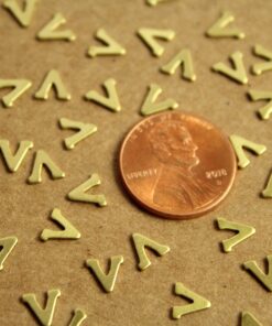 6 pc. Tiny Raw Brass Letter V Stampings - 5.5mm by 5.5mm - made in USA | RB-1220