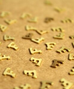 6 pc. Tiny Raw Brass Letter F Stampings - 5.5mm by 5mm - made in USA | RB-1225