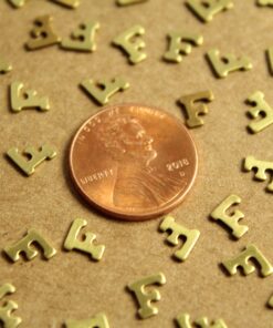 6 pc. Tiny Raw Brass Letter F Stampings - 5.5mm by 5mm - made in USA | RB-1225