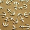 16 pc. Small Silver Plated Brass Anchor Charms: 16mm by 10mm - made in USA | SI-319