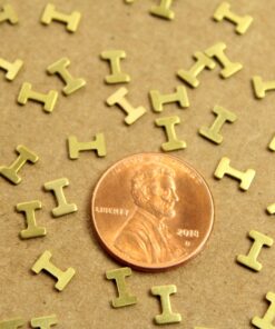 6 pc. Tiny Raw Brass Letter I Stampings - 5.5mm by 4mm - made in USA | RB-1235