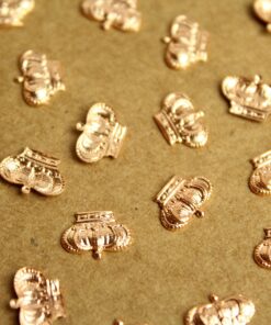 8 pc. Small Rose Gold Plated Brass Detailed Crowns: 10mm by 7mm - made in USA | ROS-171