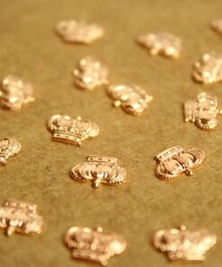 8 pc. Small Rose Gold Plated Brass Detailed Crowns: 10mm by 7mm - made in USA | ROS-171
