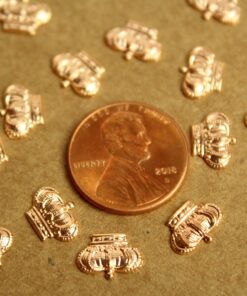 8 pc. Small Rose Gold Plated Brass Detailed Crowns: 10mm by 7mm - made in USA | ROS-171