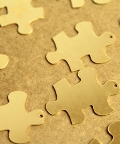 4 pc. Raw Brass Puzzle Piece Charms: 32mm by 24mm - made in USA | RB-1249