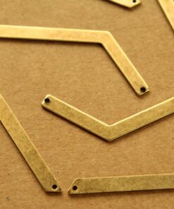 3 pc. Antique Brass Asymmetrical Chevron Connectors - Right: 54mm by 4mm - made in USA | AB-182
