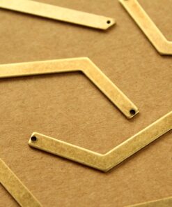3 pc. Antique Brass Asymmetrical Chevron Connectors - Right: 54mm by 4mm - made in USA | AB-182