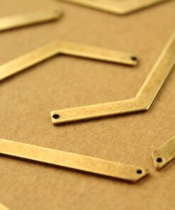 3 pc. Antique Brass Asymmetrical Chevron Connectors - Right: 54mm by 4mm - made in USA | AB-182