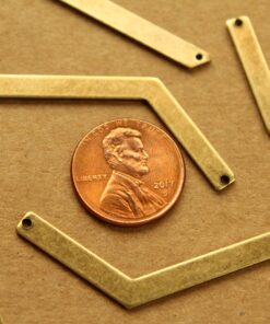 3 pc. Antique Brass Asymmetrical Chevron Connectors - Right: 54mm by 4mm - made in USA | AB-182