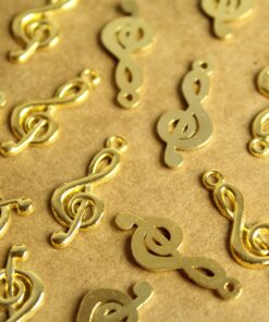 20 pc. Bright Gold Treble Clef Charms: 26mm by 10mm | MIS-260