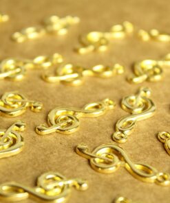 20 pc. Bright Gold Treble Clef Charms: 26mm by 10mm | MIS-260
