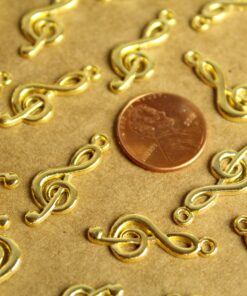 20 pc. Bright Gold Treble Clef Charms: 26mm by 10mm | MIS-260