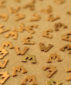 8 pc. Tiny Raw Brass Letter W Stampings - 7m by 5mm - made in USA | RB-1258
