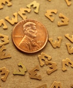 8 pc. Tiny Raw Brass Letter W Stampings - 7m by 5mm - made in USA | RB-1258