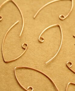 12 pc. Large Rose Gold Plated Bent Vee Earwires 29mm long | FI-530
