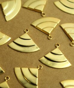 6 pc. Gold Plated Brass Layered Quarter Circle Charms: 18mm by 15mm - made in USA | GLD-104