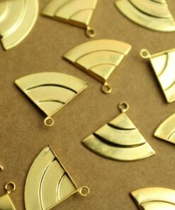 6 pc. Gold Plated Brass Layered Quarter Circle Charms: 18mm by 15mm - made in USA | GLD-104