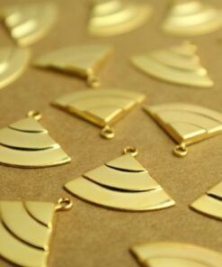 6 pc. Gold Plated Brass Layered Quarter Circle Charms: 18mm by 15mm - made in USA | GLD-104