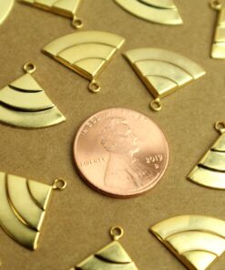 6 pc. Gold Plated Brass Layered Quarter Circle Charms: 18mm by 15mm - made in USA | GLD-104