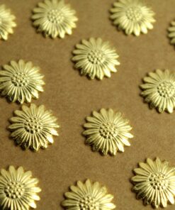 6 pc. Small Gold Plated Brass Daisies: 12mm - made in USA daisy sunflower flower petals floral bouquet spring summer garden | GLD-121