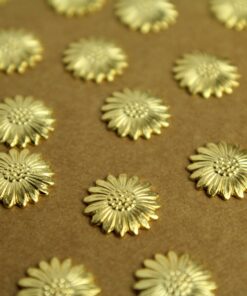 6 pc. Small Gold Plated Brass Daisies: 12mm - made in USA daisy sunflower flower petals floral bouquet spring summer garden | GLD-121