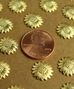 6 pc. Small Gold Plated Brass Daisies: 12mm - made in USA daisy sunflower flower petals floral bouquet spring summer garden | GLD-121