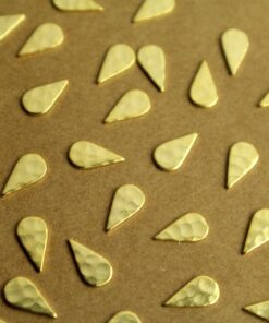 8 pc. Gold Plated Brass Hammered Teardrops: 5mm by 9mm - made in USA | GLD-122
