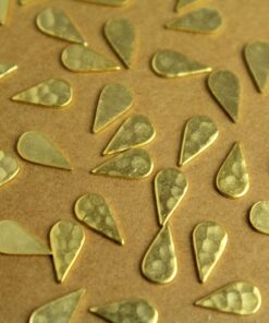 8 pc. Gold Plated Brass Hammered Teardrops: 5mm by 9mm - made in USA | GLD-122