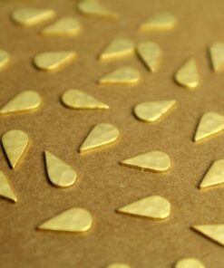 8 pc. Gold Plated Brass Hammered Teardrops: 5mm by 9mm - made in USA | GLD-122